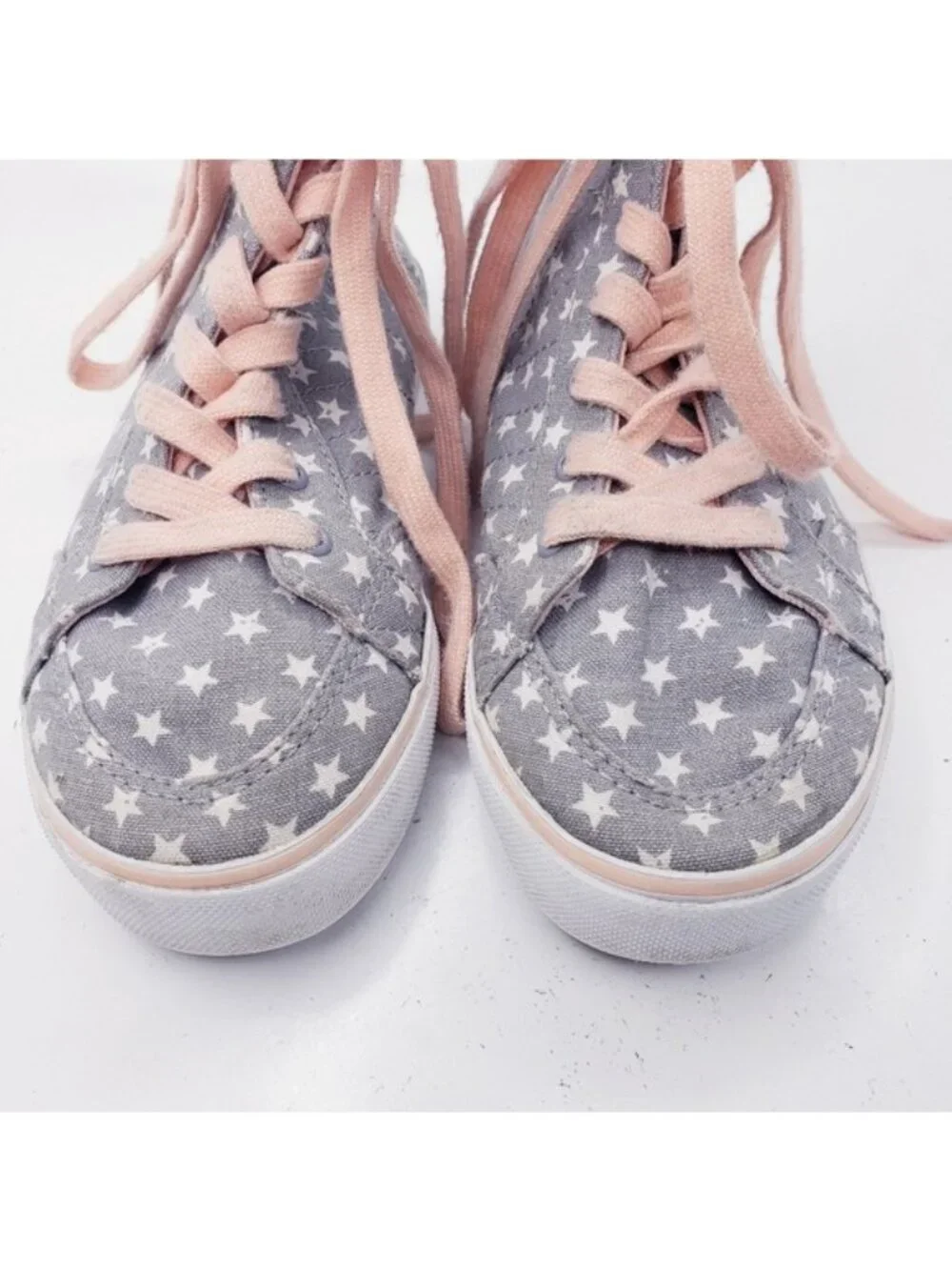 Vans Gray & Pink Star Corrie Hi Top Lace Up Sneakers Shoes Girls Youth Size 2.5